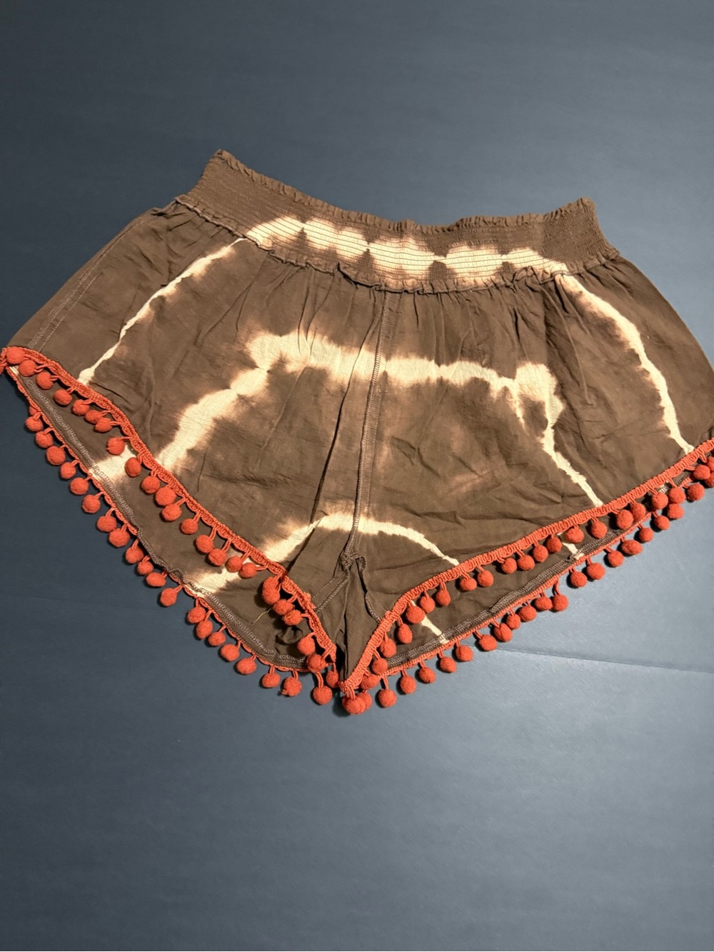NATURAL LIFE Brown and Cream Tie-Dye Elastic Waist Shorts - Picture 3 of 3